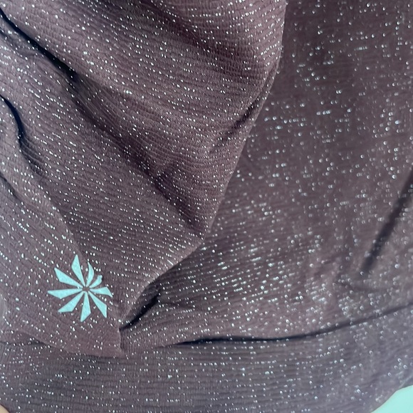 Athleta Speedlight Glow Purple Ruched Stretchy Racerback Sparkle Tank Top - Picture 5 of 6